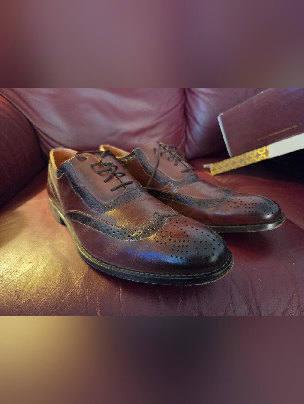 Fortune Liberty-920 Brown Leather Wingtip Oxford Dress Shoes Mens Size 10 Used